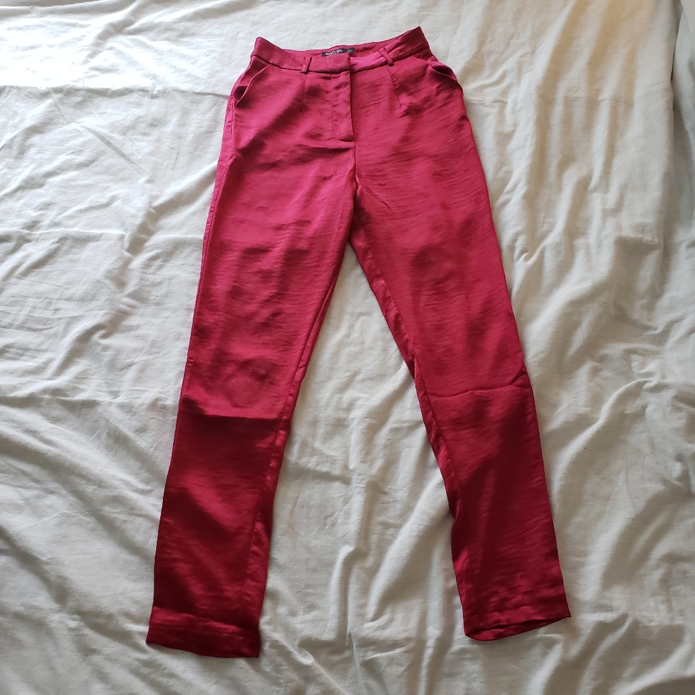 Pink satin dress pants